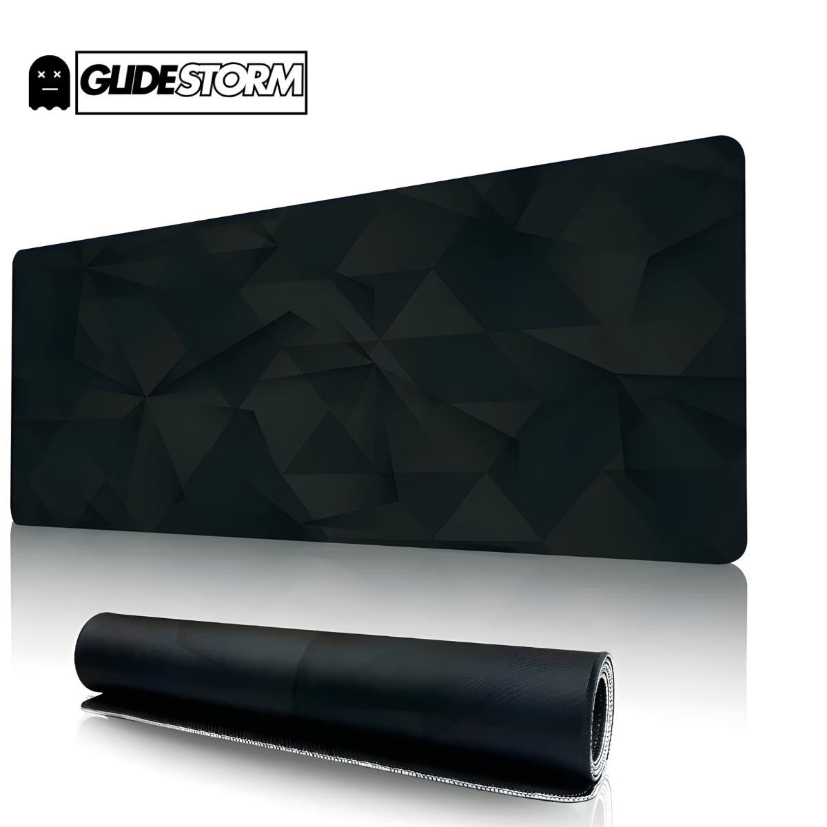 Tapis de souris bureau noir avec motif géométrique discret, parfait pour espace de travail ergonomique et ambiance professionnelle