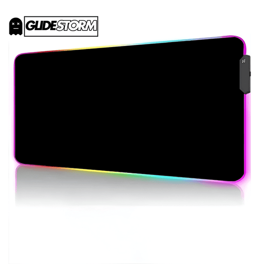 tapis de souris RGB noir avec éclairage multicolore sur les bords et module de commande USB sur le côté droit