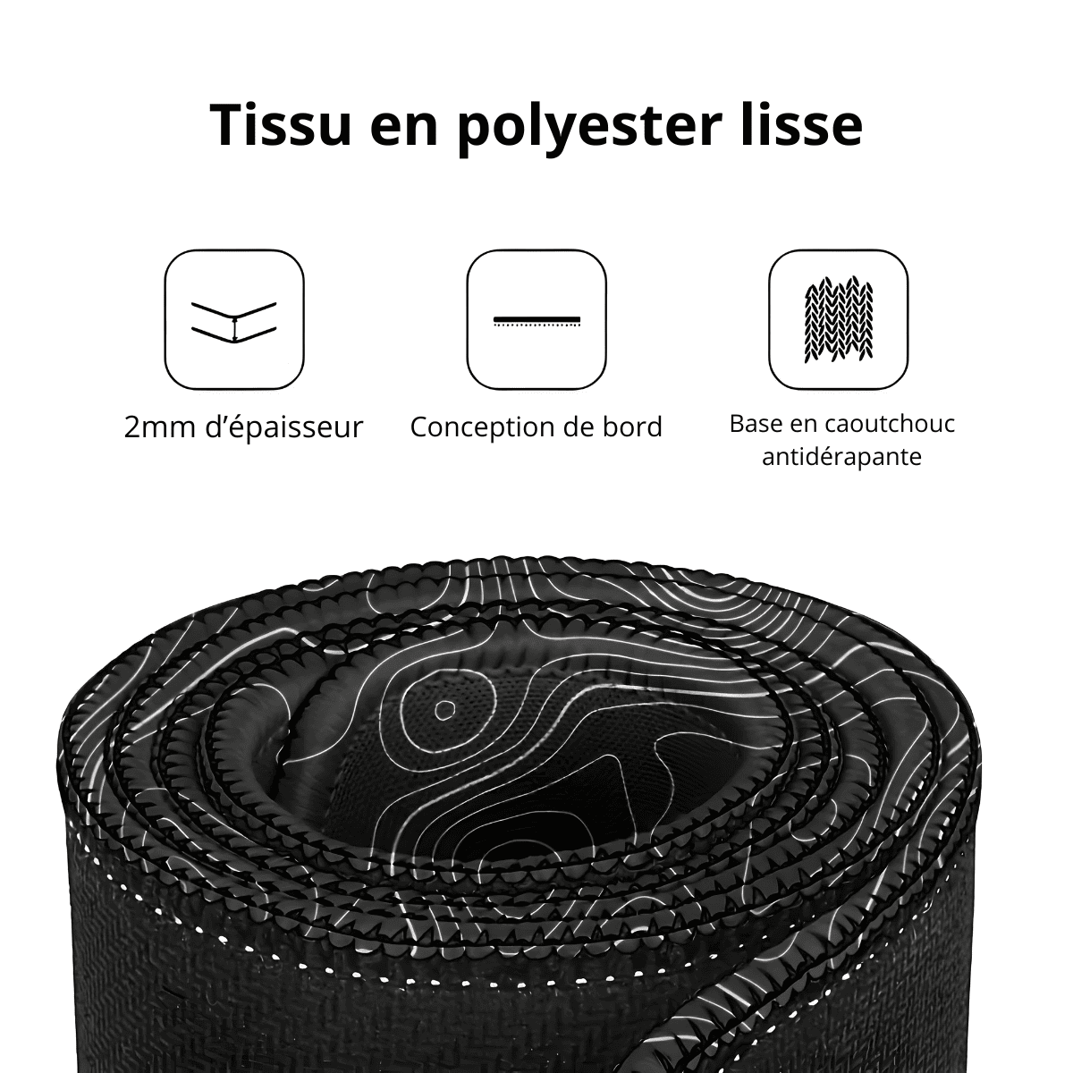 Tapis de souris HighGround CyberSleek avec tissu en polyester lisse, épaisseur 2 mm, bords cousus et base antidérapante.